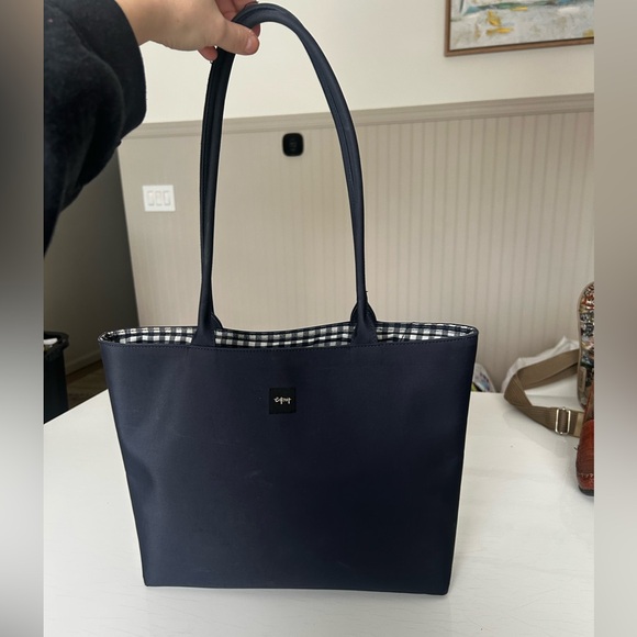 Esprit Handbags - Y2K Esprit Dark Blue Gingham Nylon Tote Bag
